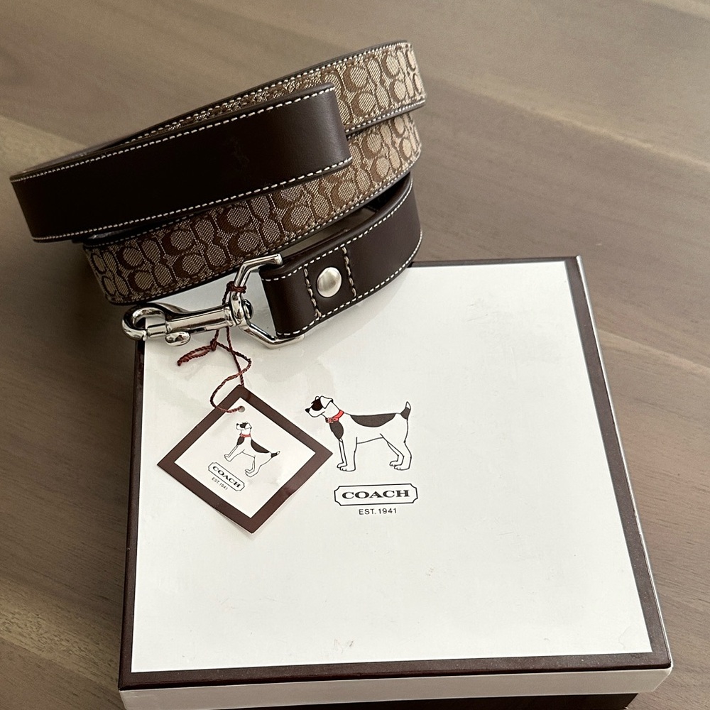 Coach Brown Signature Dog Leash
